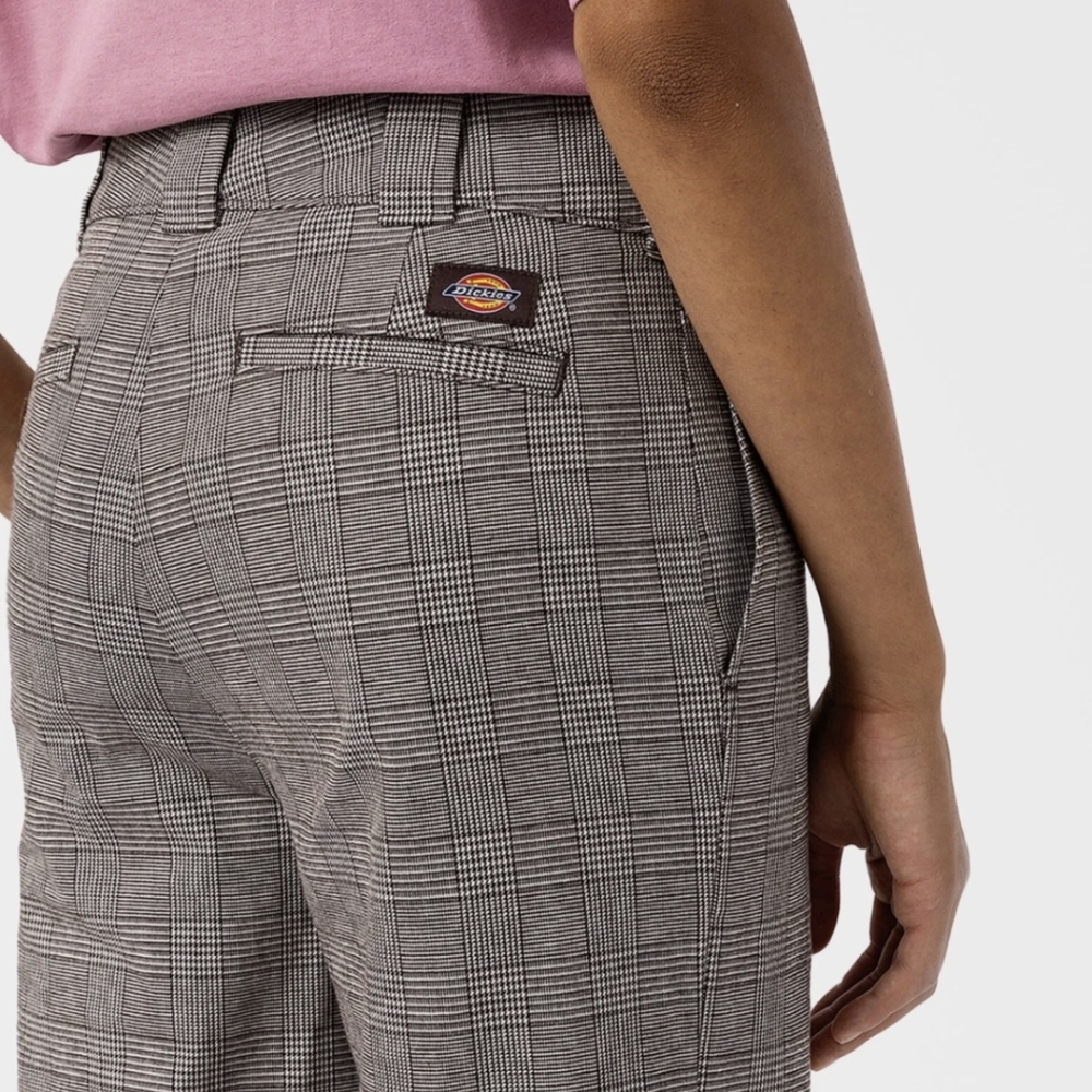 DICKIES Plaid Wide-Leg Women's Pants In Brown
